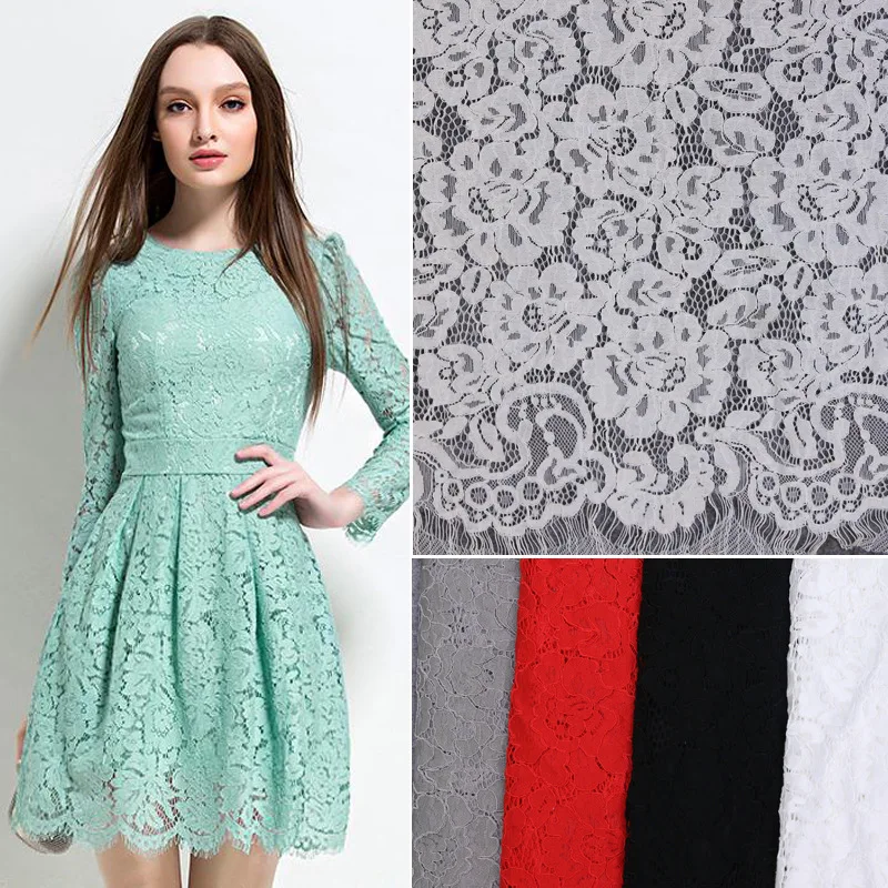 

Small flower heart strand eyelash lace fabric Women's strand eyelash lace fabric for Garments Wedding Party Dress lace fabric