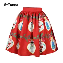 W-Yunna Рождество качество миди юбки для женщин s по колено винтажная пачка женские плиссированные юбки тонкая ткань мода Расклешенная юбка