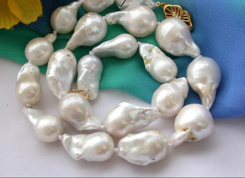 

Free shipping >>>>>Z3740 NATURAL 17" 22mm drip white keshi reborn pearl necklace