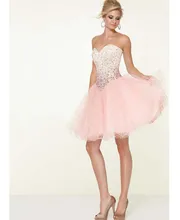Rosa A Line Cocktailkleider Prom Party Kleider Für Mädchen Süß 16 Mit Organza Schatz-wulstige Vestidos De Coctel