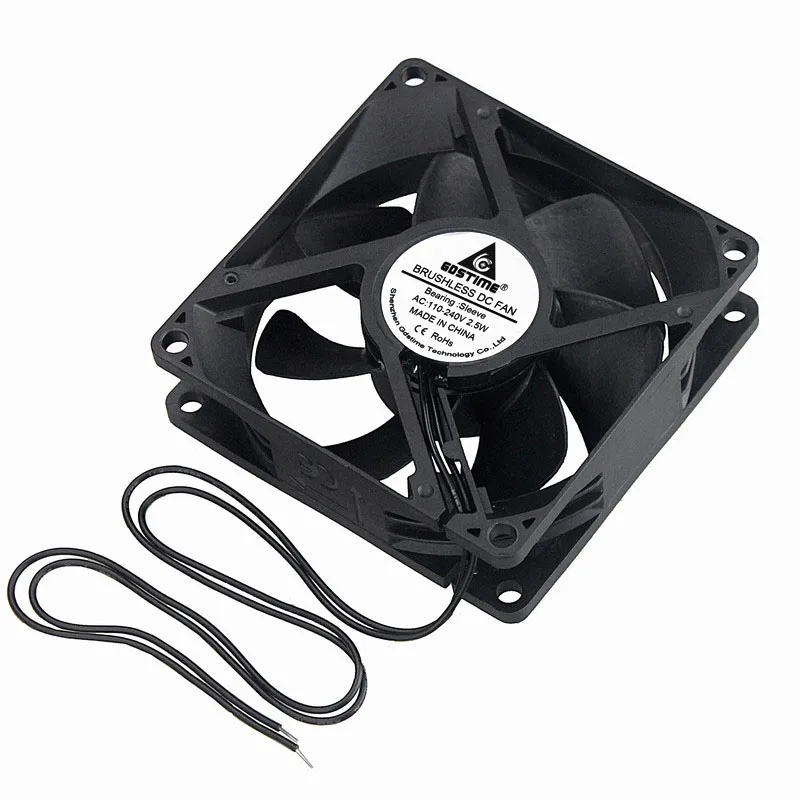 Cena 1 sztuka Gdstime DC we 110V 120V 220V 240V 80mm x 25mm z długim rękawem wentylator 80x80x25mm 2 linia elektryczna osiowe chłodnicy 8cm