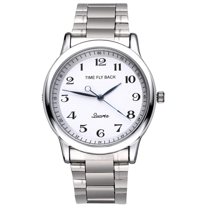 

Men's Counterclockwise Watch Fashion Reverse Analog Quartz Watch Steel Bracelet Waterproof Backwards Wrist Watch Dropshipping