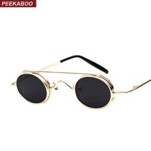 Peekaboo, маленькие овальные солнцезащитные очки для женщин, Ретро стиль, Ретро стиль,, металлическая оправа, серебро, золото, черный цвет, панк, на застежке, солнцезащитные очки для мужчин, подарок