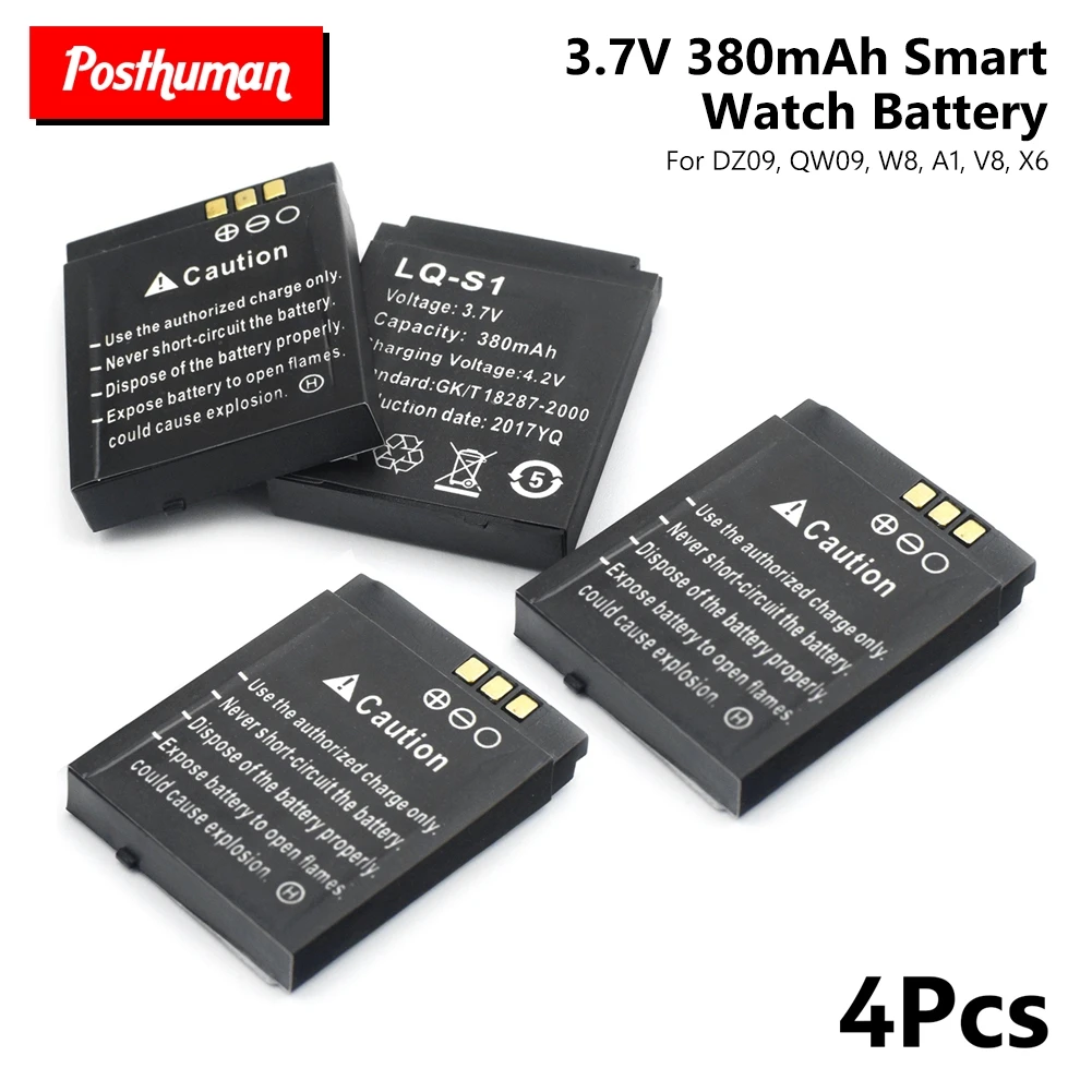 

2019 POSTHUMAN Durable Smart Watch Battery Li-ion Polymer Battery For Smart Watch DZ09 1 Pcs LQ-S1 3.7V 380mAh Rechargeable