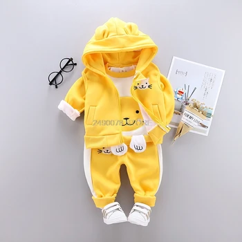Baby Boys Girls Christmas Autumn Warm WaistCoat + Sweatshirt + Pants 3Pcs Infant Kids Children Sports Suit Toddler Clothes W168 3