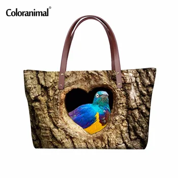 

Coloranimal Famous Designer Women Large Handbags 3D Lovely Bird Animal Print Big Capacity Tote Bag Girl Customized Shoulder Bags