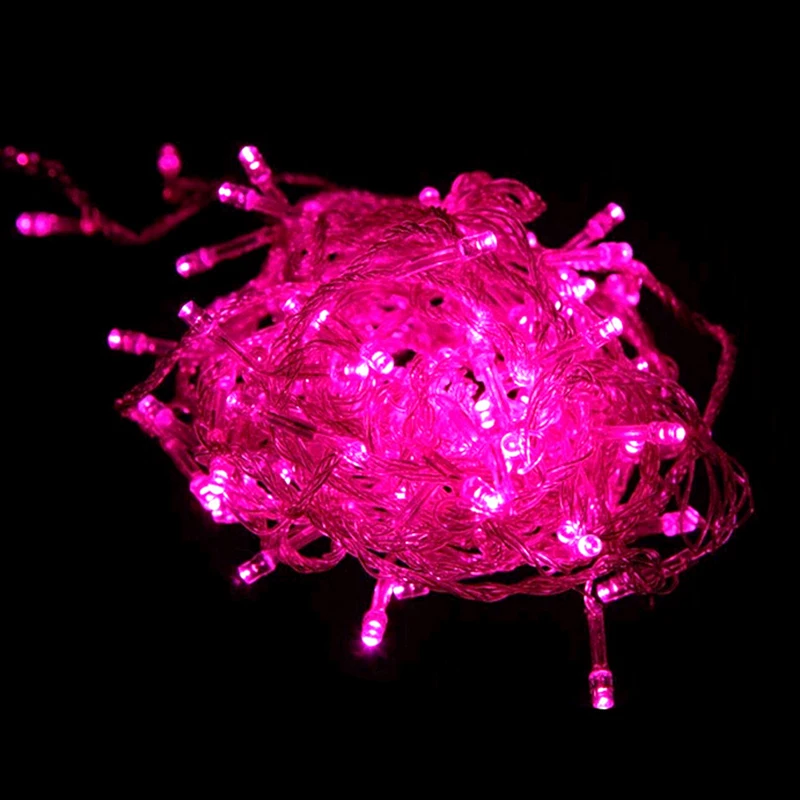 10M 100led String Light Fairy Lamp Outdoor 9 Colors US EU Christmas Wedding Xmas Party Decor - Испускаемый цвет: Розовый