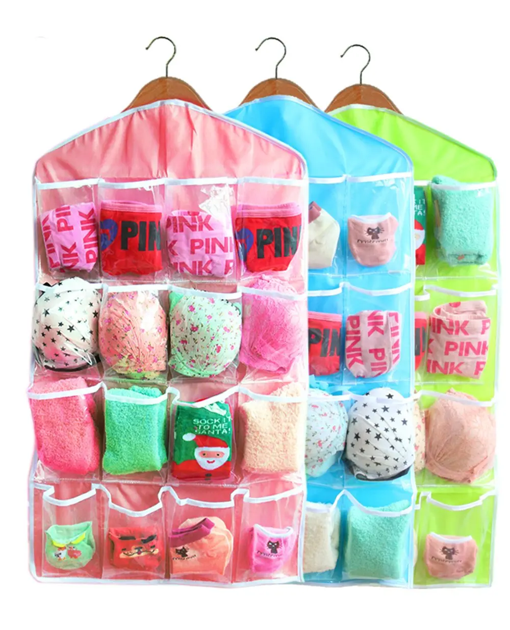 

HOT! 16Pockets Clear Hanging Bag Socks Bra Underwear Rack Hanger Storage Organizer NEW Free Drop Shipping