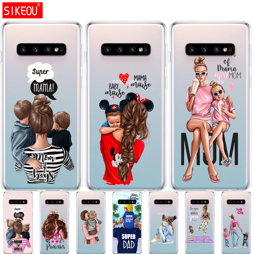 

silicone case for Samsung Galaxy S10 E S9 S8 S7 S6 edge S5 S4 S3 PLUS phone cover Baby Mom Girl dad super