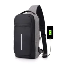 

Fashion Casual Shoulder Bags USB Chest Bag Oxford Charging Crossbody Bags Men Anti Theft School Short Trip Messengers Bag