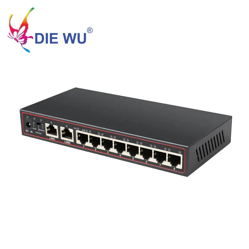 Diewu 10 Порты и разъёмы Poe коммутатора Ethernet сетевой коммутатор 10/100 Мбит/с концентратор 8 Порты Poe выключатель инъектор для Ip Камера(штепсельная Вилка европейского стандарта