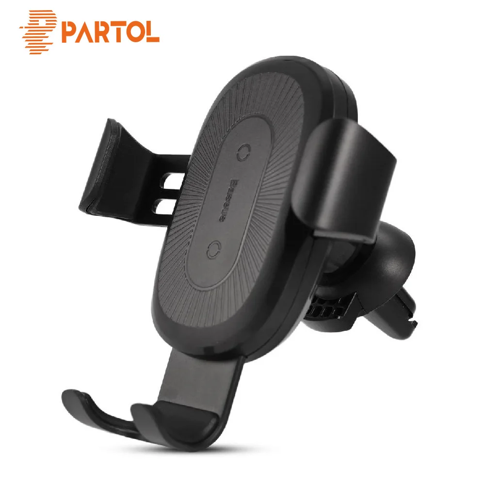 Partol 10W Wireless Car Charger Mount Intelligent Fast Charging Gravity Auto Lock Phone Holder Stand Air Vent for Phones