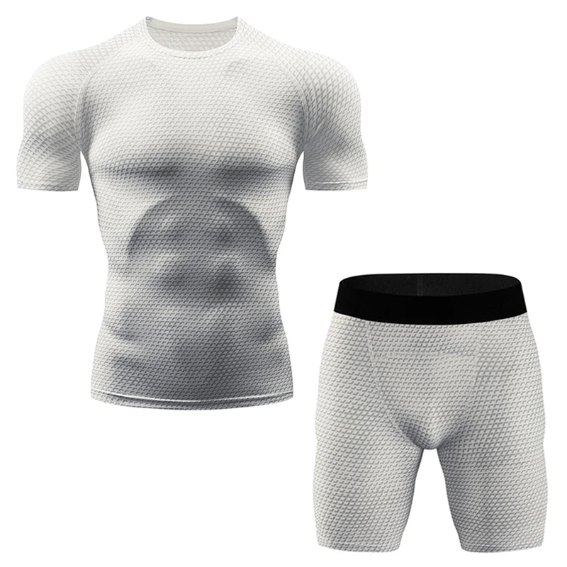 Мужской компрессионный комплект MMA Rashguard 2 шт. базовый слой для бега спортивные с