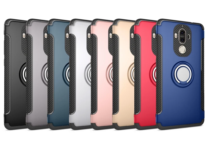 Чехол для Huawei Mate 9 Жесткий ПК+ мягкие силиконовые кольца адсорбции Чехлы для Huawei Mate 9 Телефон держатель Роскошный стенд Броня чехол
