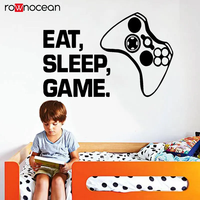 

Gamer Wall Decal, Eat Sleep Game Repeat Vinyl Sticker, Controller Video Game Wall Decals, For Kids Bedroom Wall Art Decals 3088