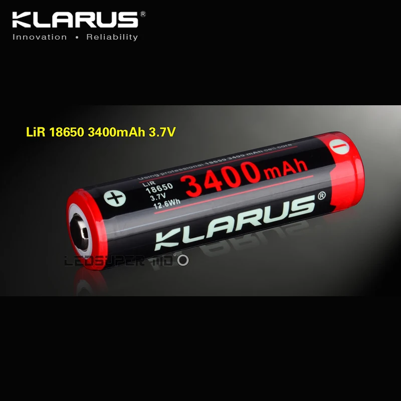 Original KLARUS Li ion Cell Rechargeable 3400mAh Battery 18650 for Portable Lighting