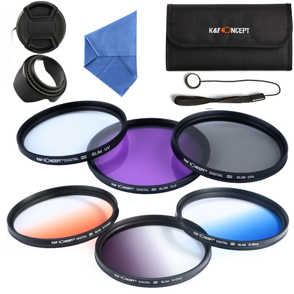 K&F CONCEPT 55mm UV CPL FLD Lens Filter Kit For Canon Nikon Sony A200