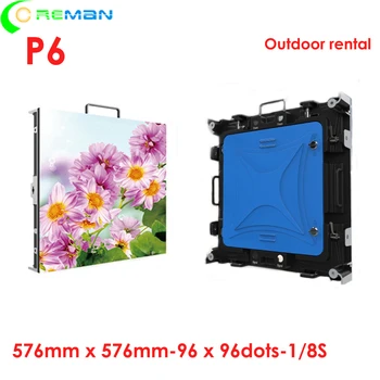 

P6 outdoor 576*576mm led video wall panel 1/8 scan smd3528 3in1 mounted surface building roof P6 rental led screen
