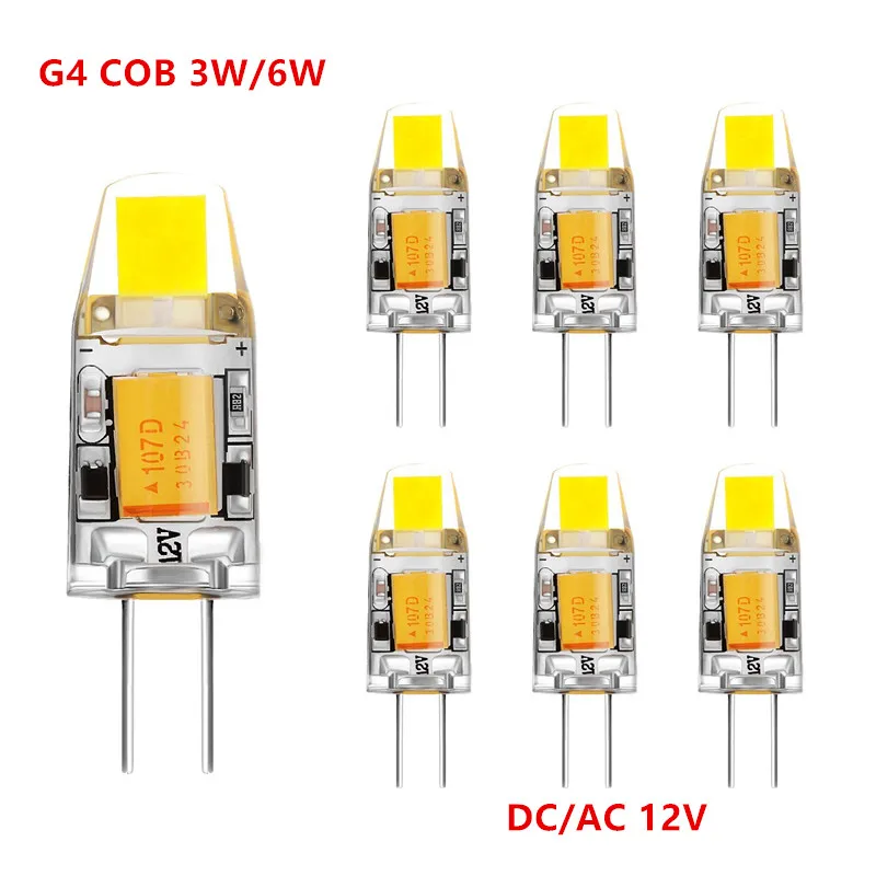 10 шт Мини G4 светодиодный светильник COB лампы 3 Вт 6 AC/DC 12V Светодиодный с