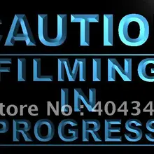 LK368-осторожностью во время съёмок на прогресс светодиодный неоновый Световой значок