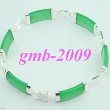 Серебряные ювелирные изделия натуральный Зеленый Камень Fortune Longevity Link браслет 7,5 дюймов ювелирные изделия браслет из кварца широкие часы крылья