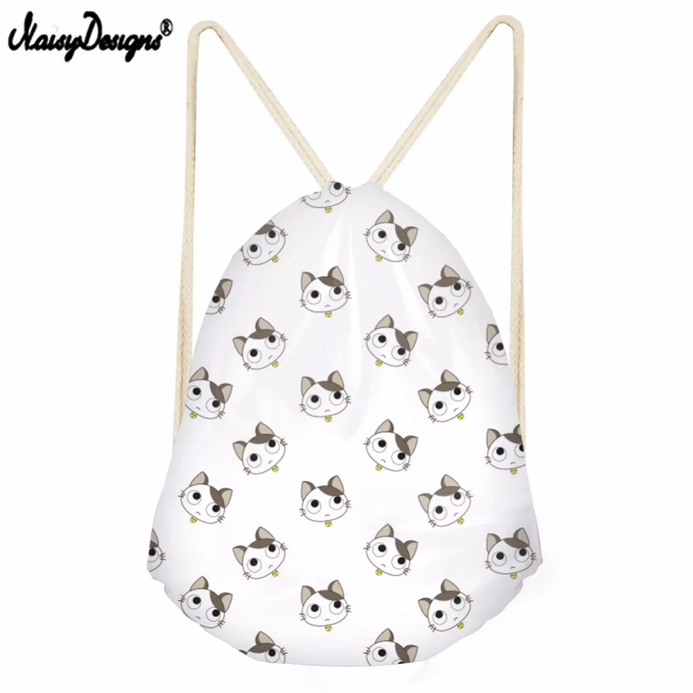 3D Cat Cartoon Pattern Print School Bags Bookbags For Boys Girls Drawstring Bag Teens Kids String