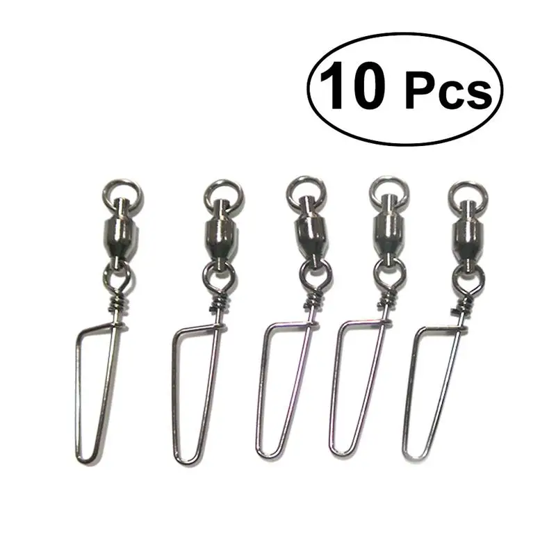 

10 Pcs Fishing Rolling Swivel Interlock with Safty Snap Connector 27mm