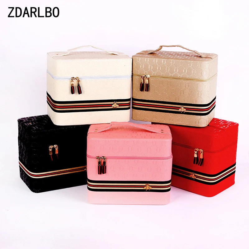 

PU Large Capacity Female Make up Bag Woman Cosmetic Bag Travel Organizer Toiletry Kit Box Toiletry Bags Portable Storage Case