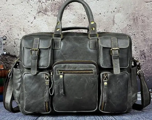 Majestic demeanor Модный повседневный портфель ручной работы, сумка-портфель, дизайнерская сумка для ноутбука, чехол для документов, дорожная сумка 3061 - Цвет: grey