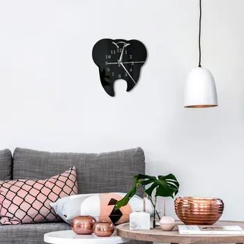 

3d Clock pendant Teeth Shape Wall Clock Watch Clocks 3d Diy Acrylic Mirror Stickers Living Room Quartz Needle Europe Horloge ##3
