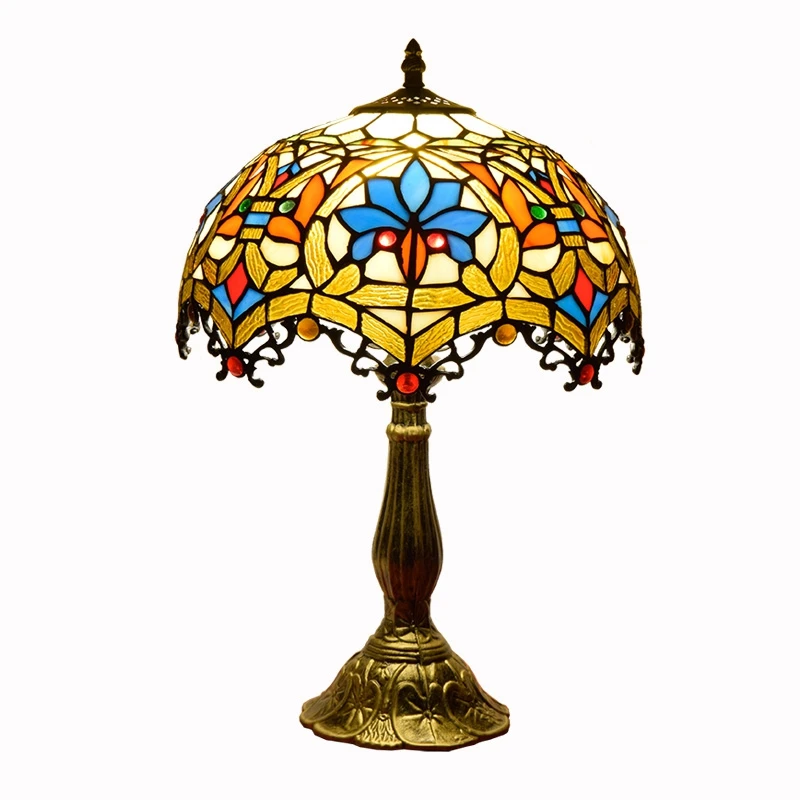  Turkish Table Lamp Tiffany Stained Glass with Dragonflys Vintage Desk Lamp Bedroom Mediterranean Re