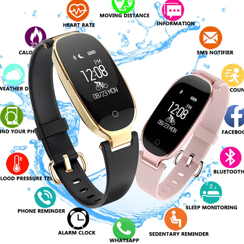

Wristbands Fitness Bracelet Heart Rate Monitor Fitness Bracelet Band Gift to Lady for IOS Android Phone Blood Pressure Watch