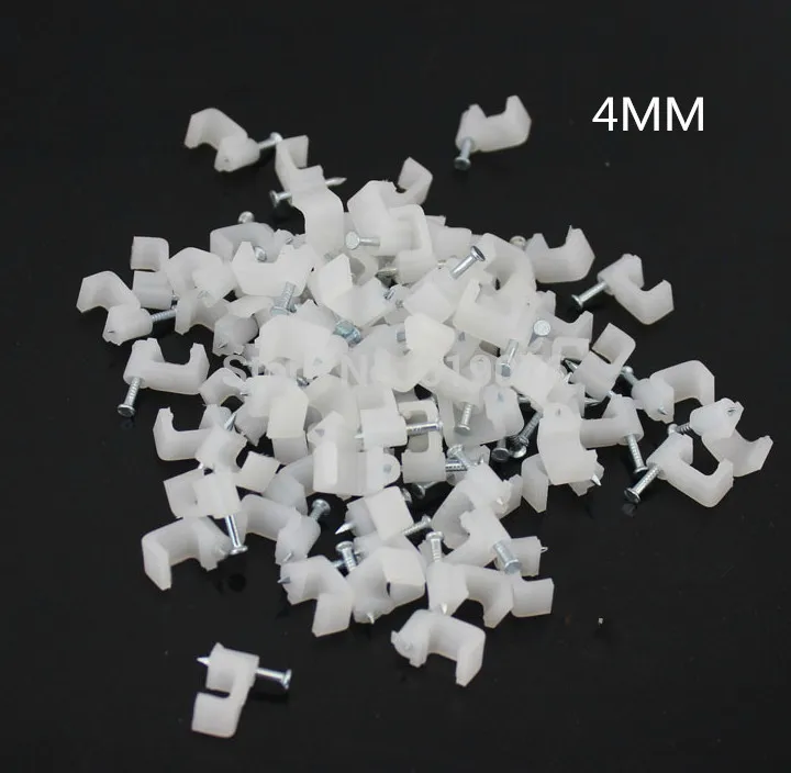 FREE SHIPPING 100 PCS 4MM square Cable Wire Wall Hanging Screw Clips