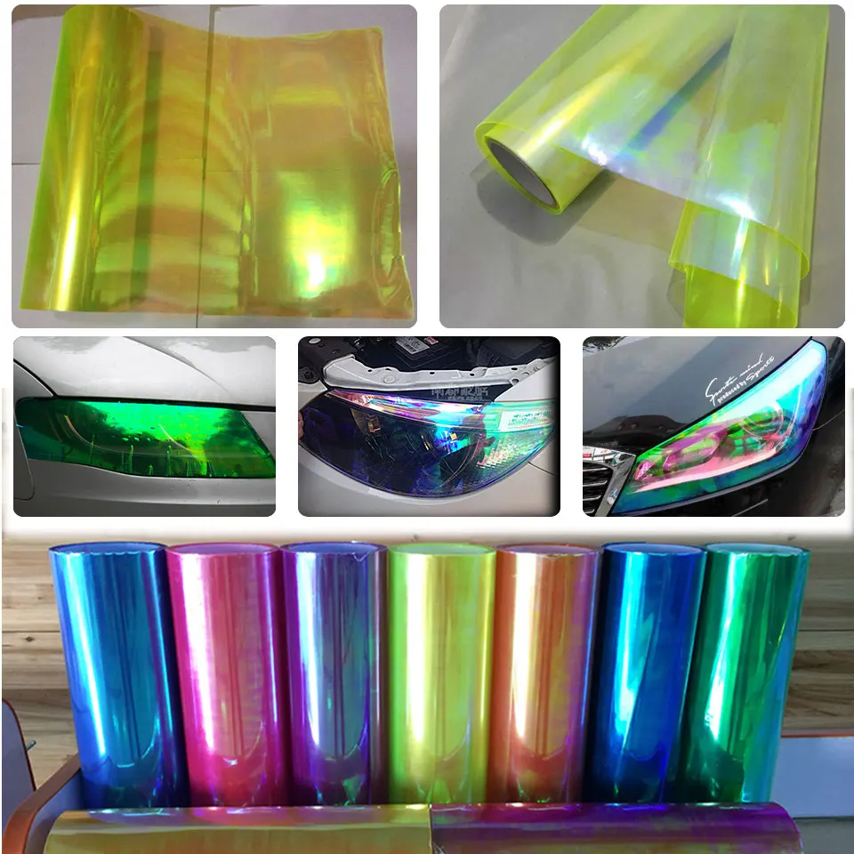 

0.3x9m(1x3ft) Neo Car Chameleon Wrap Headlight yellow Color Taillight Light Fog Lamp Vinyl Tint Film