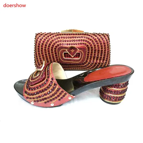

doershow Latest Nigerian Shoes and Matching Bags Sales In Women Matching Shoes and Bag Set Italian Shoes and bags party SJS1-13