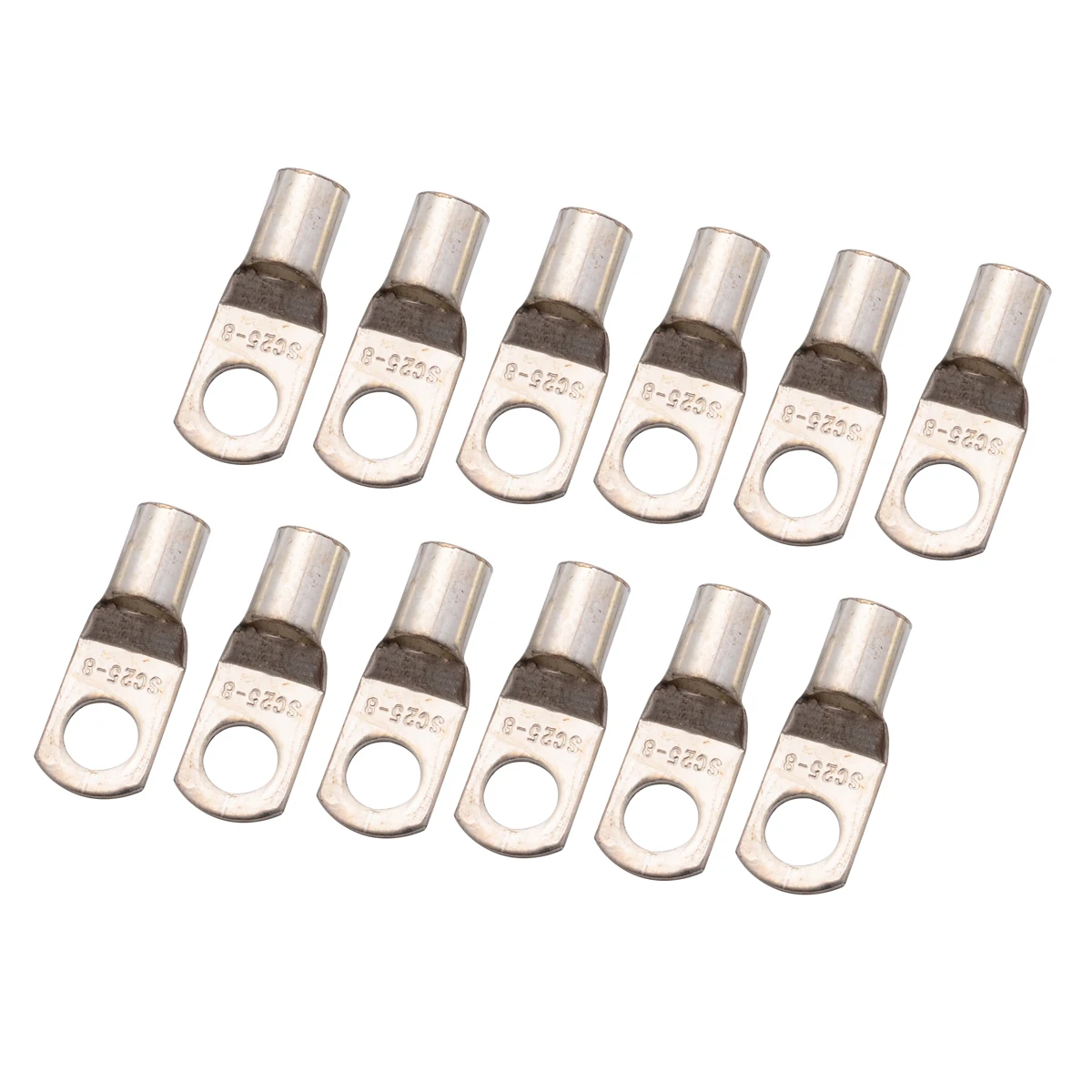 12PCS 25mm2 - 8mm Copper Ring Terminals 3AWG 5/16 inch Hole Wire Battery Terminals Connector Electrical Cable Lugs Eyelet