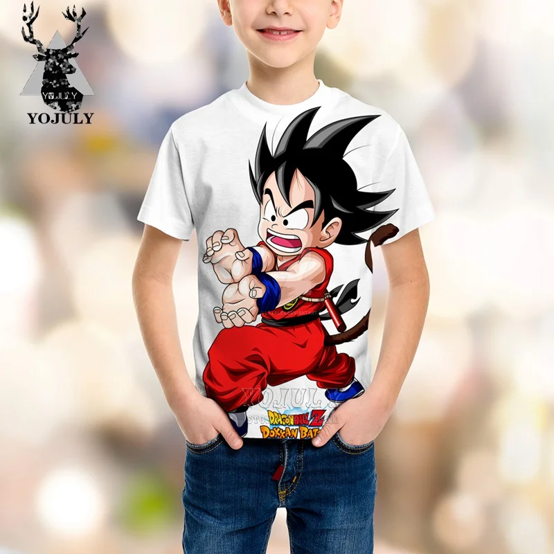 YOJULY/Детская Повседневная футболка с 3D принтом аниме, драконий жемчуг, каваи, Гоку летняя футболка одежда для мальчиков и девочек C26
