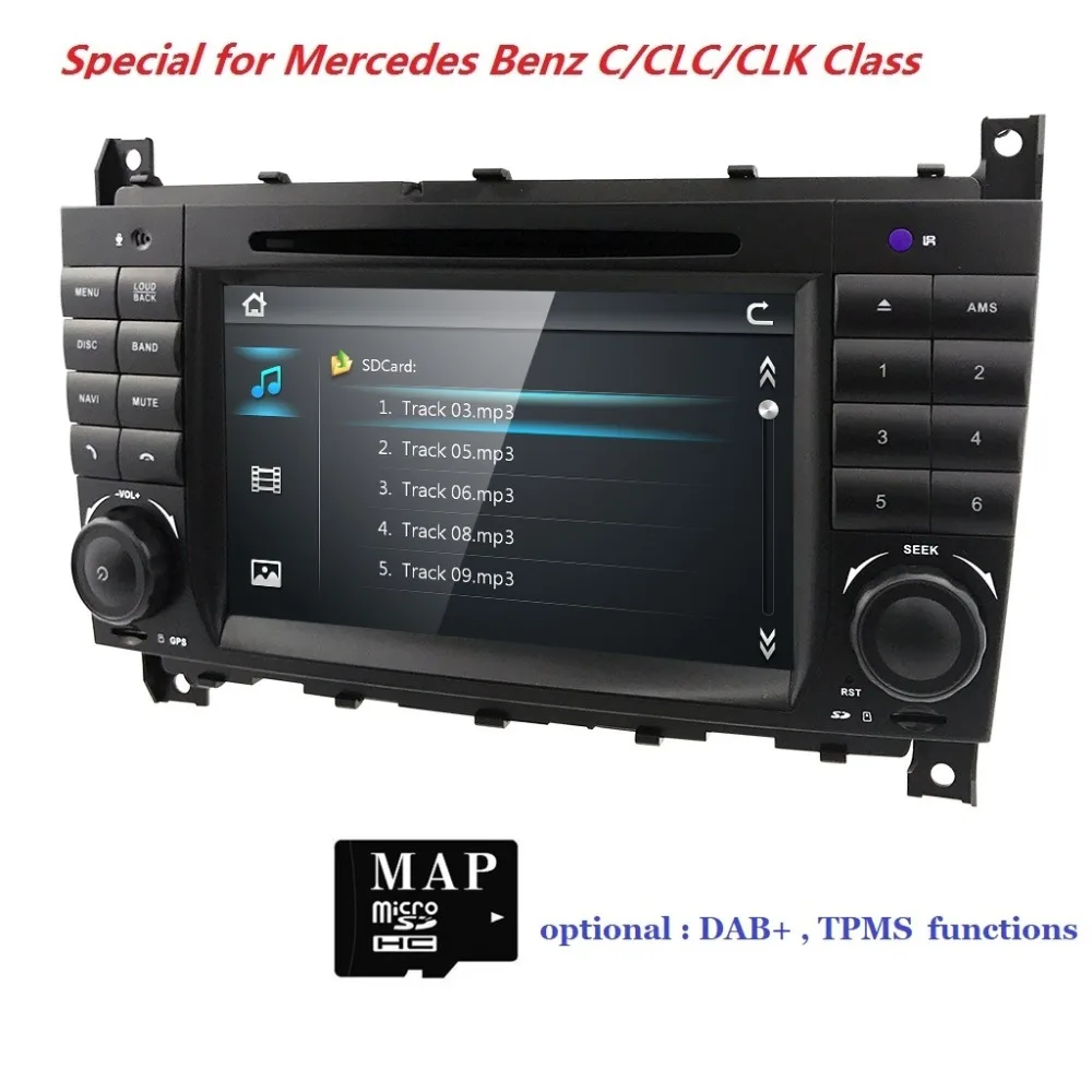 Excellent New 7"Car DVD radio for Mercedes Benz C-Class W203 2004-2007 CLC W203 2008-2010 CLK W209 2005-2011 GPS Navigation USB RDS BT SD 3