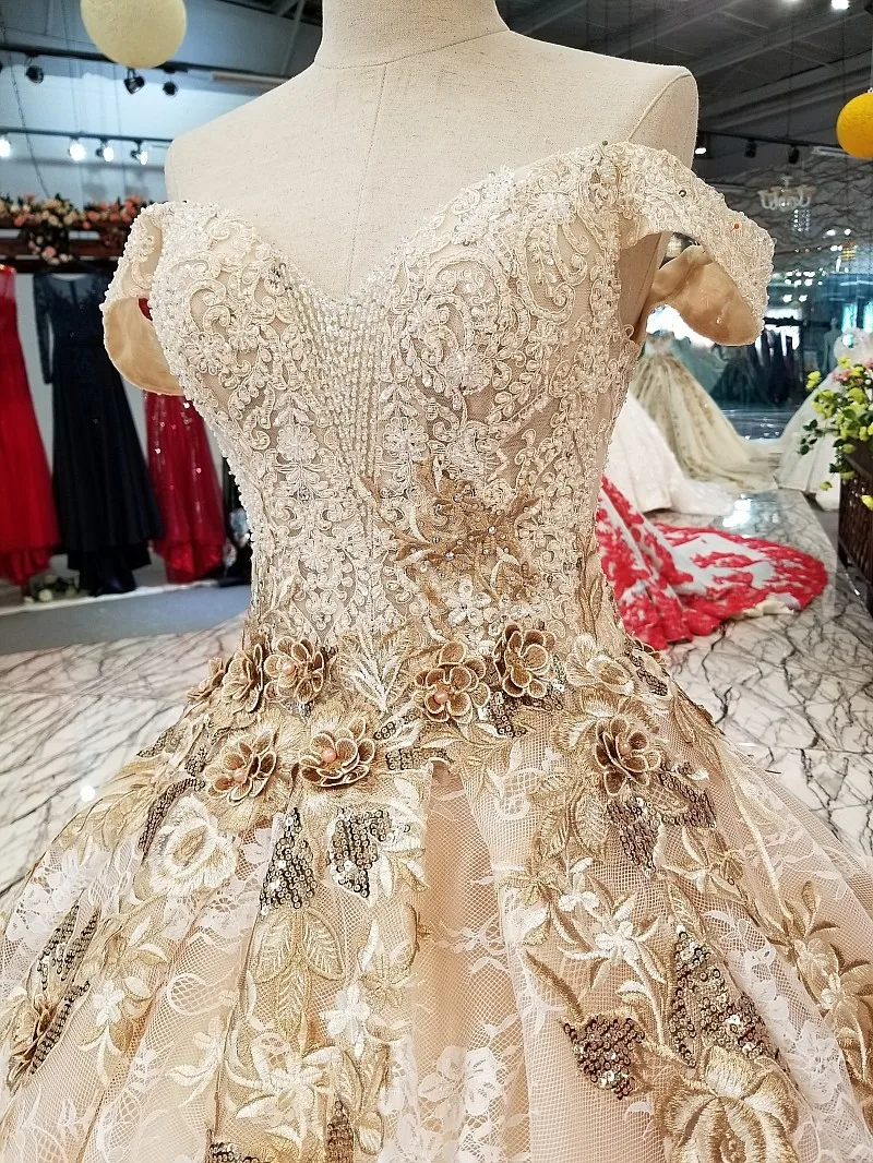 Backlakegirls бокал для шампанского кружевным шлейфом невесты класса люкс с золотистой отделкой длинное свадебное платье Vestidos 2018 хит продаж, для