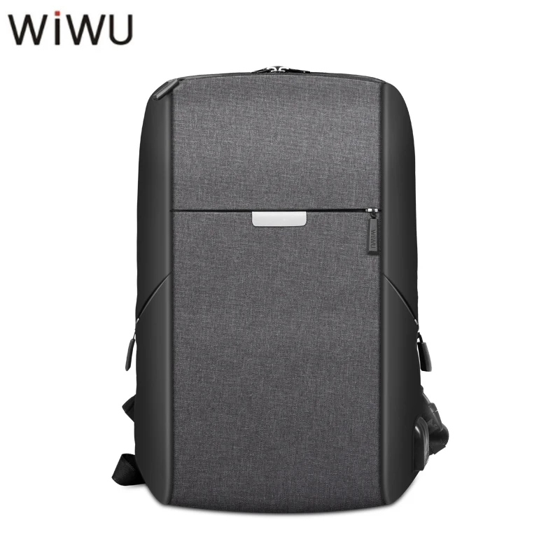 Best  WIWU New USB Recharging Men Backpack 3.5mm Audio Jack 180 degree Open 15.6 Backpack Men Student Bus