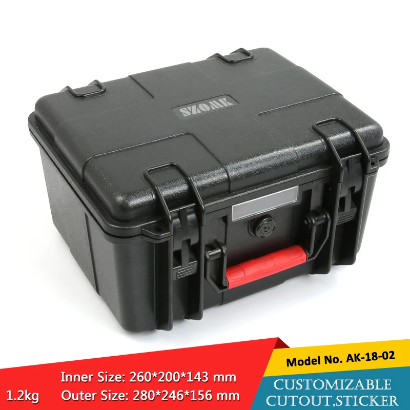 

280*246*156mm IP67 waterproof shockproof hard shell carrying case with foam szomk plastic equipment tool box storage case