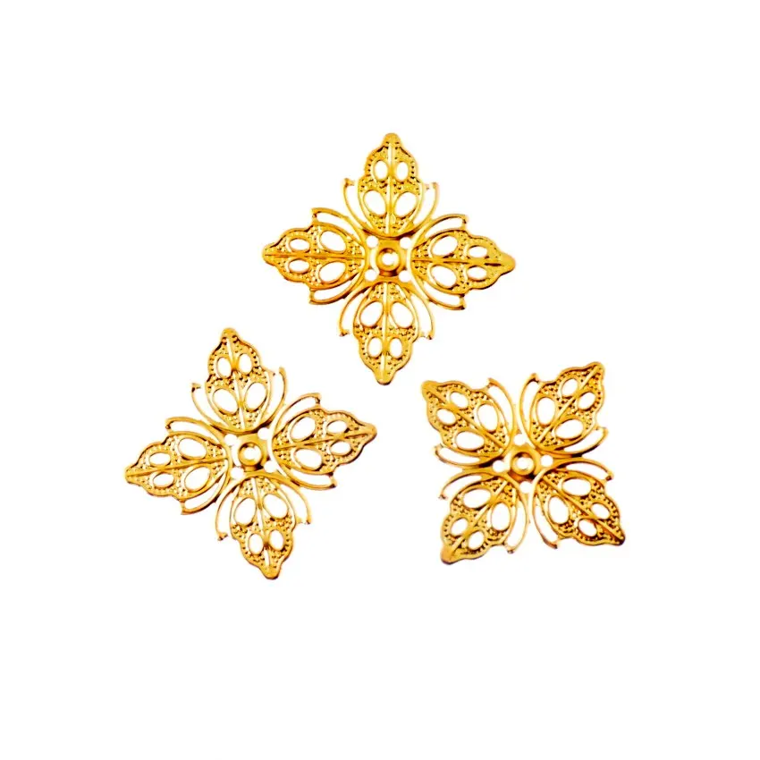 Gold shipping-100Pcs золотое/серебряное/бронзовое украшение квадратный лист узор металлические поделки Подарочное Украшение DIY Полые 25x25 мм - Цвет: Gold