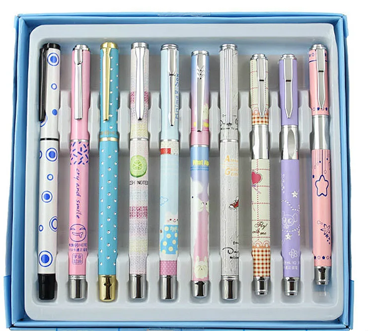 

HERO 10pcs/set Metal Fountain Pen Set Ink Pen Writing Pen for School Student Pupils Stationery caneta tinteiro dolma kalem