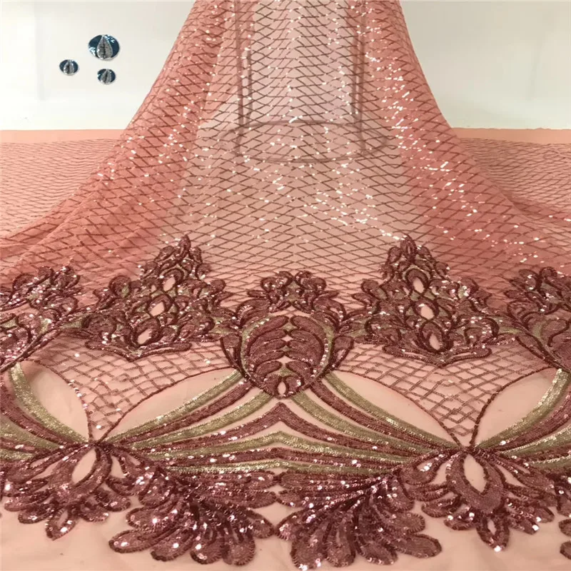 

Madison French Mesh Lace Fabric with Sequins 2019 Hot Sale African Tulle Lace Fabric Embroidery Sequins Lace Fabrics
