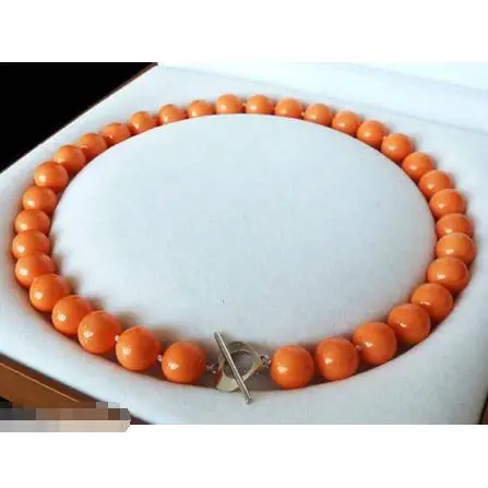 

Hot sale new Style >>>>>Rare 12mm Orange South SeaShell Pearl Necklace 18inch Fashion Jewelry
