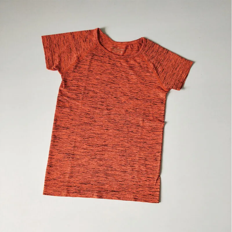 Женская быстросохнущая спортивная рубашка для йоги, с коротким рукавом, дышащая, для упражнений, женский топ для йоги, для спортзала, бега, фитнеса, женские спортивные футболки - Цвет: Orange