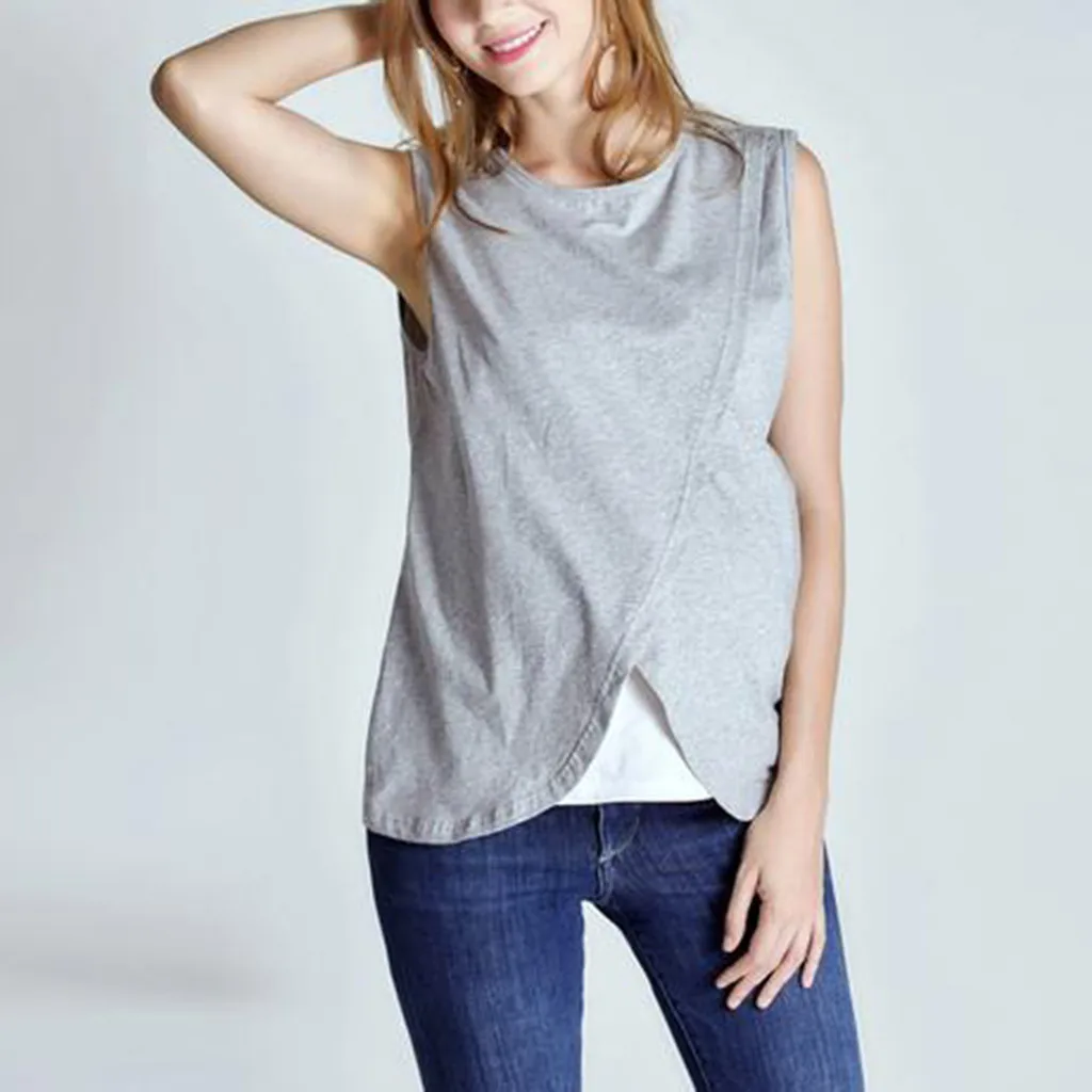 Топ для беременных женщин и кормящих матерей двухслойный уход без рукавов Одежда