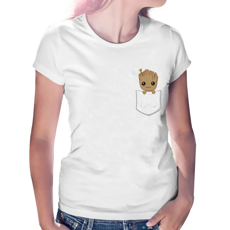 

Guardians of the Galaxy 2 movie Anime baby pop groot print t shirt women funny kawaii tshirt white o-neck t-shirt cool tops