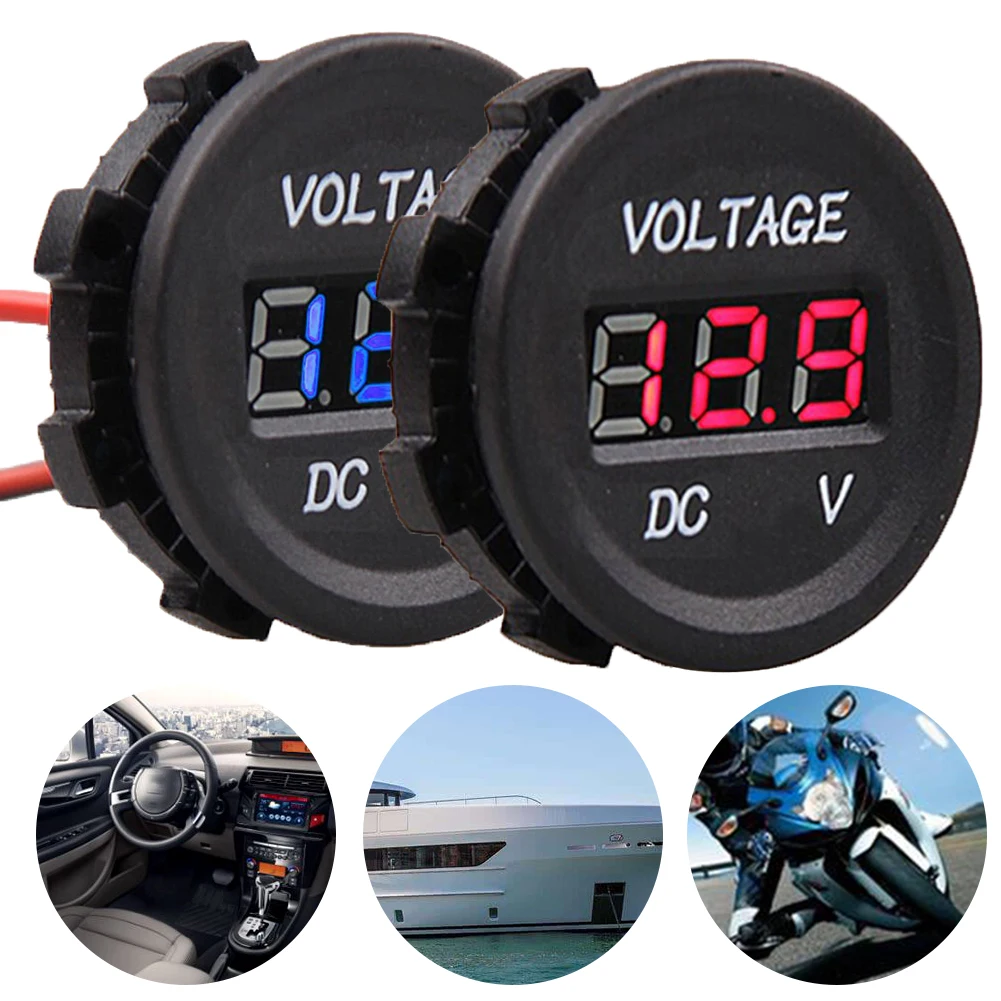 

Protection Truck LED Indicator Motorcycle Boat Voltage Tools Digital Voltmeter Measuring Car Mounted Waterproof Durable Round