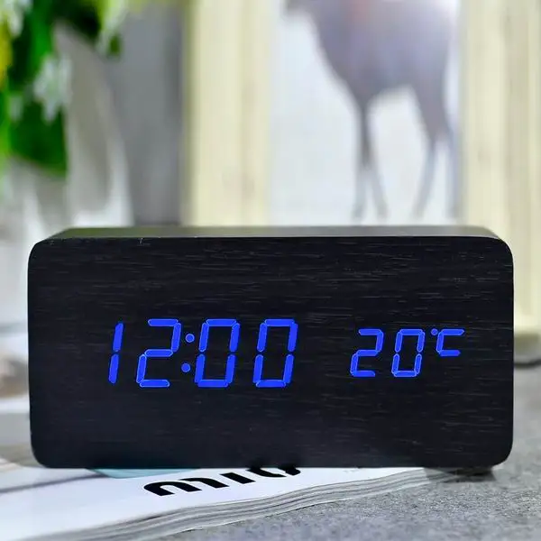 black blue Лучшие часы высокого класса, термометр будильник светодиодный цифровой голосовой настольные часы, 13 цветов цифровые часы батарея/USB питание - Цвет: black blue